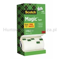 Taśma biurowa SCOTCH® Magic™ (8-1933R14 TPR), matowa, 19mm, 33m, 12szt., 2 rolki GRATIS - 2