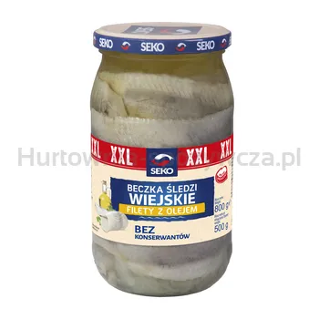 Seko Beczka śledzi filety z olejem wiejskim 800g XXL