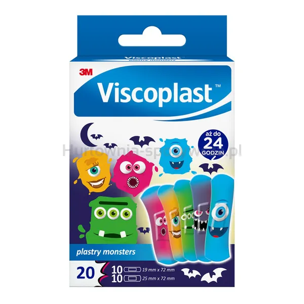 Plastry Dziecięce Viscoplast Monsters, 2 Rozmiary, 20 Szt., Pudełko