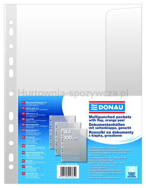 Donau Koszulki z klapką PP, A4, groszkowe, 100mikr., 10szt. 