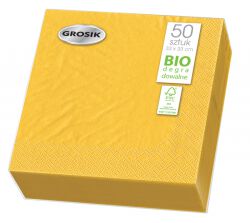 Grosik Serwetki Dwuwarstwowe Żółte 33 Cm X 33 Cm 50 Sztuk