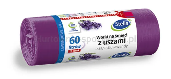 Stella Worki na śmieci z uszami zapach lawendy, 60 l, 16 szt., lawendowy