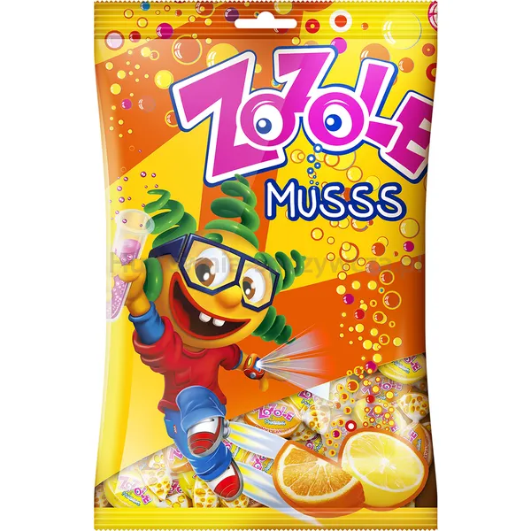 Zozole Karmelki Nadziewane Musujące (9%) O Smaku Cytrynowym I O Smaku Pomarańczowym 1Kg