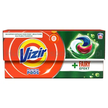 Vizir Platinum PODS + Fairy Effect Kapsułki do prania, 26 prania, 637 g