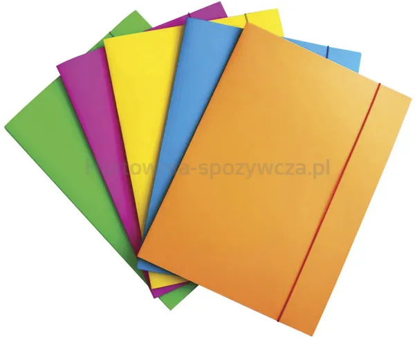 Office Products Teczka z gumką Fluo, karton/lakier, A4, 300gsm, 3-skrz., mix kolorów 