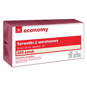 TG Economy Serwetka 33x33 cm, 2 warstwowa bordowa 250 sztuk