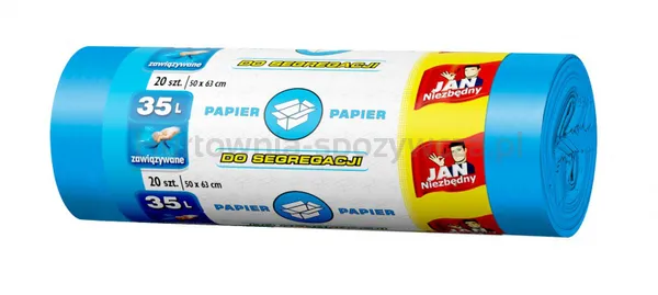 Worki do segregacji JAN NIEZBĘDNY, 35l, 20 szt., niebieskie