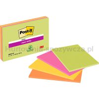 Post-It Karteczki samoprzylepne Super Sticky (6845-SSP), 203x152mm, 4x45kart., mix kolorów 