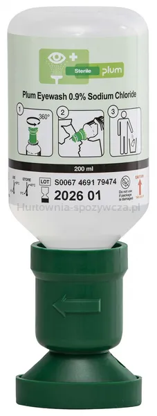 PLUM Eyewash Płyn do oczu 0,9% chlorku sodu, z nakładką na oko, 200ml