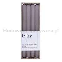 Świeca stołowa długa ryflowana DONAU HOME, 25x300 mm, 4 szt., szaro-popielata - 2