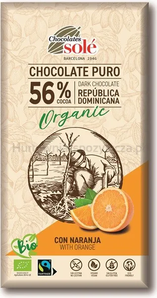 Czekolada Gorzka 56% Kakao Z Pomarańczą Bio 100 G