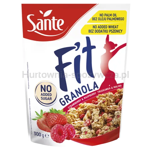 Sante Fit Granola Malina Truskawka Bez Dodatku Cukru 300G 