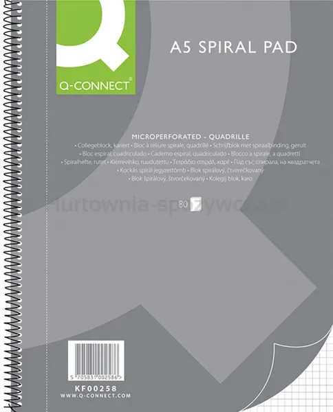 Q-Connect Kołonotatnik  A5, W Kratkę, 80 Kart., 70Gsm, Perforacja 