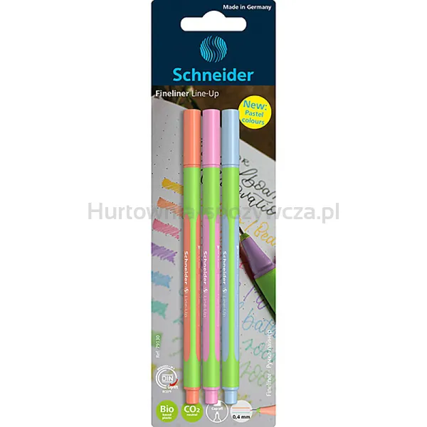 Cienkopis Schneider Line-Up Pastel, 0,4Mm, 3 Szt., Blister, Mix Kolorów