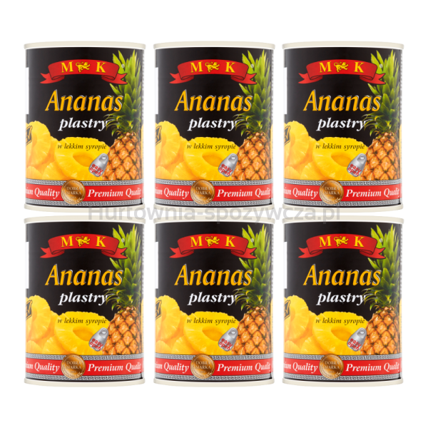 Mk Ananas Plastry W Lekkim Syropie 565G Z Otwieraczem x 6 sztuk