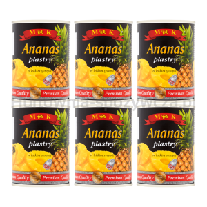 Mk Ananas Plastry W Lekkim Syropie 565G Z Otwieraczem x 6 sztuk