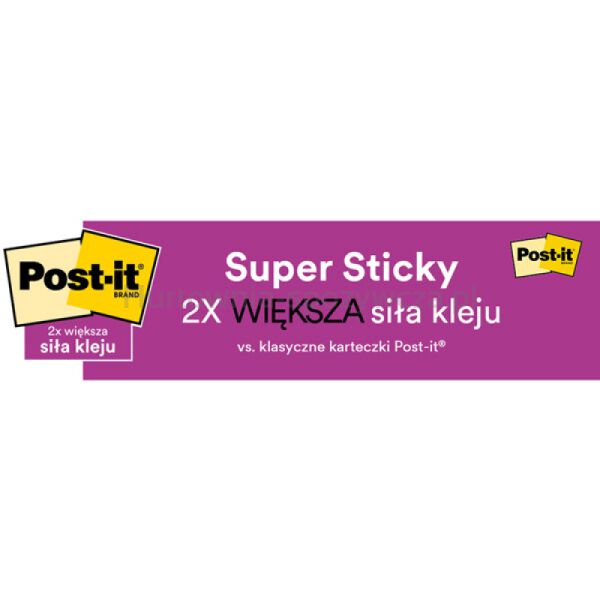 Post-It Karteczki samoprzylepne Super Sticky, BOOST, 76x127mm, 5x90 kart.  - 8