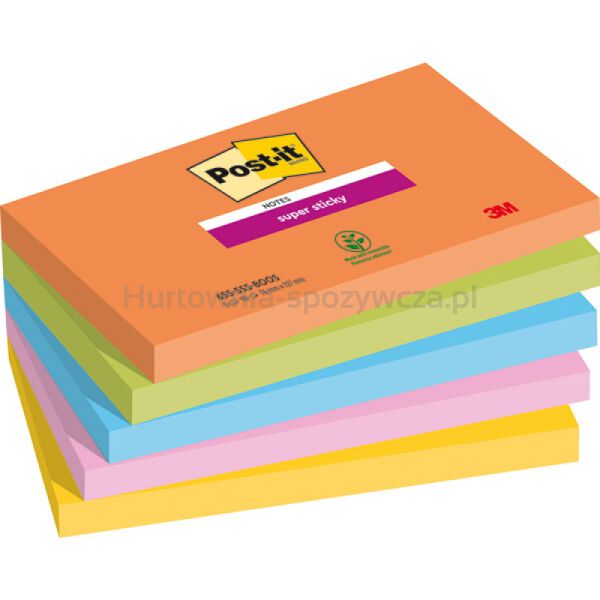 Post-It Karteczki samoprzylepne Super Sticky, BOOST, 76x127mm, 5x90 kart. 