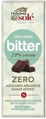 Czekolada gorzka 72% kakao bez dodatku cukru ze stewią KETO 25 g