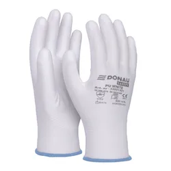 Donau Rękawice Safety Pu White, Kat. Ii, Rozm. 9, Białe