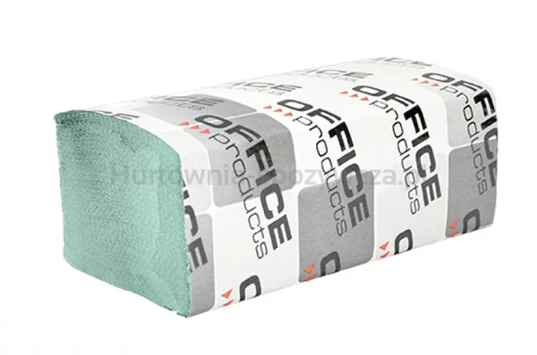 Ręczniki składane ZZ makulaturowe ekonomiczne OFFICE PRODUCTS, 1-warstwowe, 4000 listków, 20szt., zielone