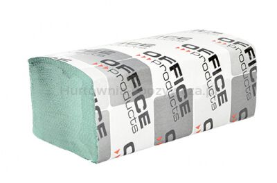 Ręczniki składane ZZ makulaturowe ekonomiczne OFFICE PRODUCTS, 1-warstwowe, 4000 listków, 20szt., zielone