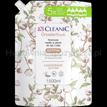 Cleanic Kremowe Mydło Do Rąk I Ciała Łagodzące Cotton 1500Ml