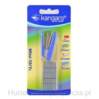 Zszywacz Kangaro Mini-10/Y2+Zszywki, Zszywa Do 10 Kartek, Blister, Błękitny