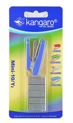 Kangaro Zszywacz Mini-10/Y2+zszywki, zszywa do 10 kartek, blister, błekitny 