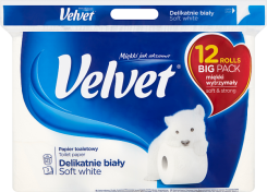 *Velvet Delikatnie Biały Papier Toaletowy 12 Rolek