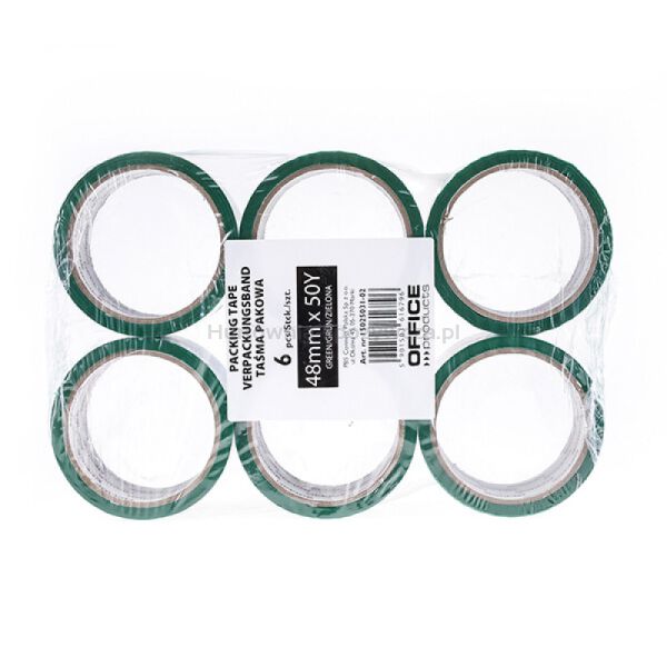 Taśma pakowa OFFICE PRODUCTS, 48mm x 50y, 36mic, EAN na 1szt., zielona - 3