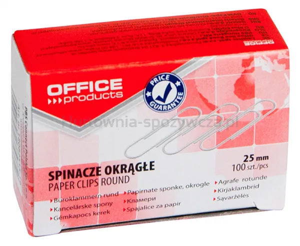 Office Products Spinacze Okrągłe 25Mm 100Szt., Srebrne 