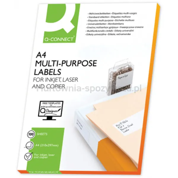 Q-Connect Etykiety uniwersalne 70x42,3mm, prostokątne, białe 100 ark. 