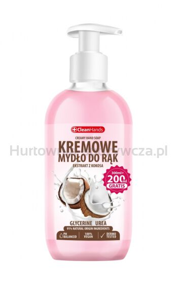 Kremowe mydło w płynie CLEAN HANDS, kokosowe, 300 ml - 2