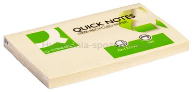 Q-Connect Bloczek samoprzylepny 100% Recycled, 127x76mm, 100 kart., żółty 