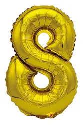 Balon foliowy PARTY GO, cyfra 8, 80cm, złoty