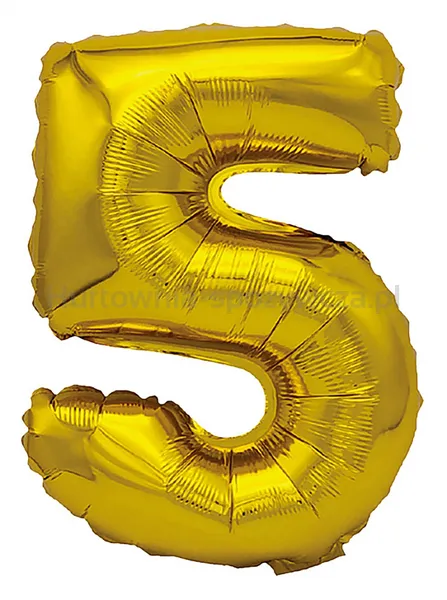 Balon foliowy PARTY GO, cyfra 5, 80cm, złoty
