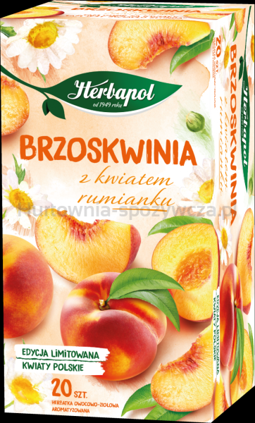 Herbata HERBAPOL ziołowo-owocowa, 20 torebek, brzoskwinia z kwiatem rumianku