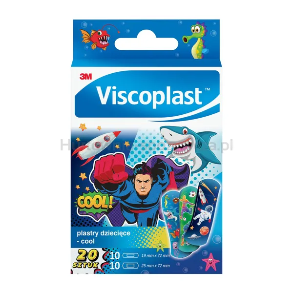 Plastry Dziecięce Viscoplast Cool, 2 Rozmiary, 20 Szt., Pudełko
