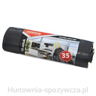 Worki Na Śmieci Domowe Z Taśmą Office Products, Super Mocne (Ldpe), 35L, 15Szt., Czarne