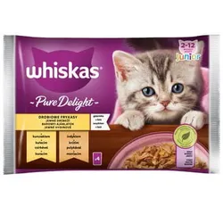 Whiskas Pure Delight Junior 2-12 Miesięcy Drobiowe Frykasy Galaretka Z Kurczakiem I Z Indykiem 340 G (4X85 G)