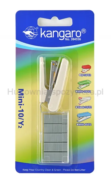Kangaro Zszywacz Mini-10/Y2+zszywki, zszywa do 10 kartek, blister, beżowy 