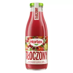 Hortex sok tłoczony z jabłek i wiśni, naturalnie mętny, nie z koncentratu butelka szklana 750ml