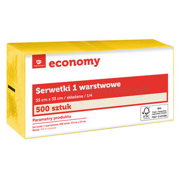 TG Economy Serwetka 33x33 cm, 1 warstwowa żółta 500 sztuk