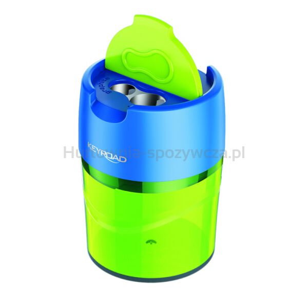 Temperówka metalowa KEYROAD Robby, podwójna, z pojemnikiem, blister, mix kolorów - 2