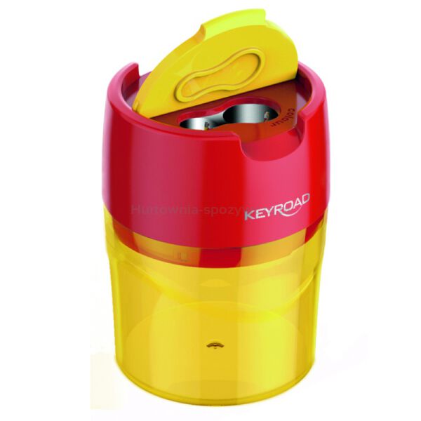 Temperówka metalowa KEYROAD Robby, podwójna, z pojemnikiem, blister, mix kolorów - 5