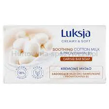 Luksja Mydło W Kostce Creamy Soft Kremowe Mleczko bawełniane i Prowitamina B5 90 g