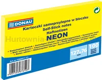 Donau Bloczek Samoprzylepny 127x76mm, 1x100 kart., neon, żółty 