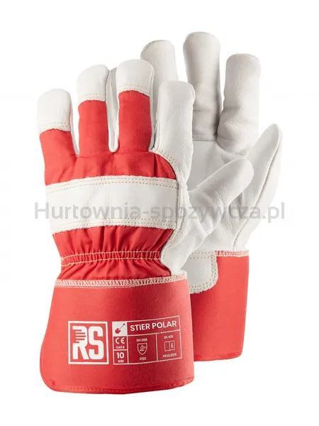 Rękawice ocieplane RS Stier Polar, typu doker, rozm. 10, czerwono-białe