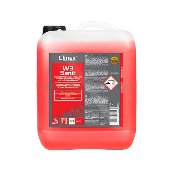 Preparat Clinex W3 Sanit, Do Mycia Sanitariatów I Łazienek, Skoncentrowany, 5L
